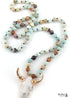 Boho Necklace, RH Amazonite Horn Natural Green Stone